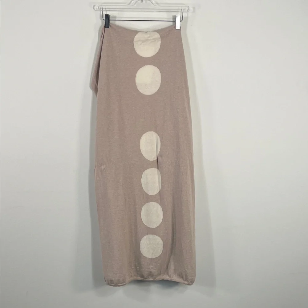 Elyse Maguire Tan Cream Polka Dot Exclamation‎ Point Oversized Knit Scarf Wrap